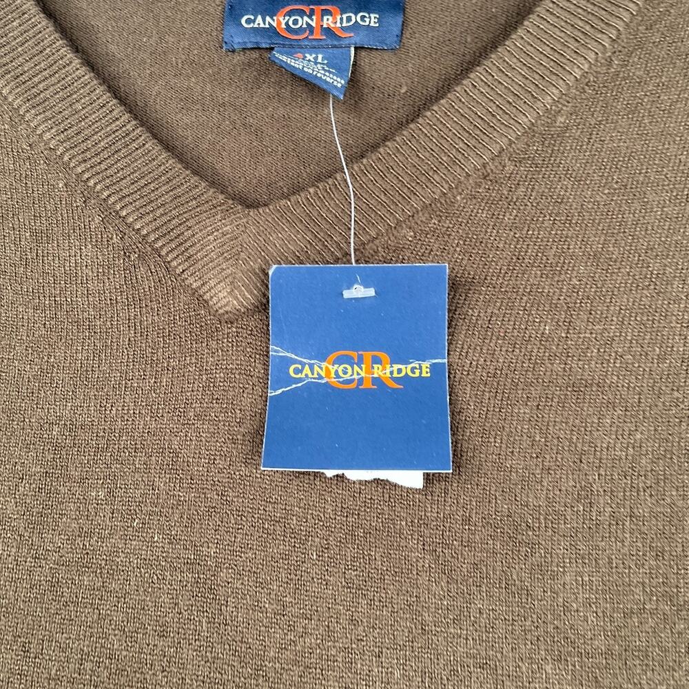Canyon Ridge V Neck Sweater Brown Casual mens 4XL New Knit Pullover - Picture 4 of 13